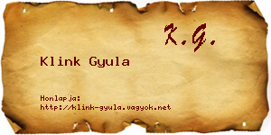 Klink Gyula névjegykártya